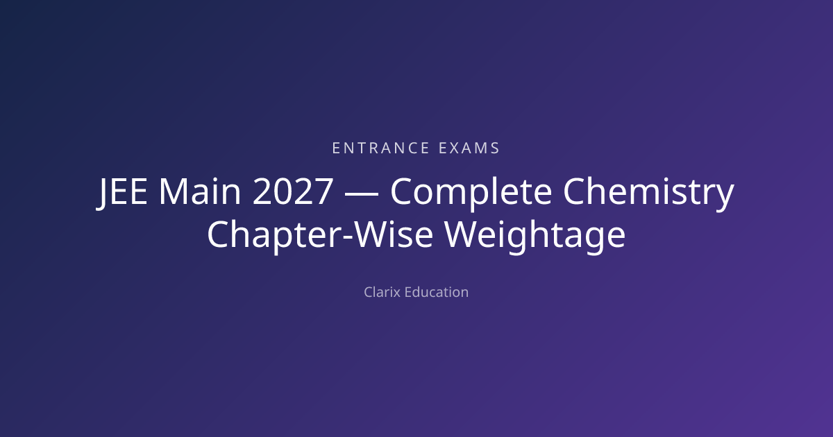 JEE Main 2027 — Complete Chemistry Chapter-Wise Weightage