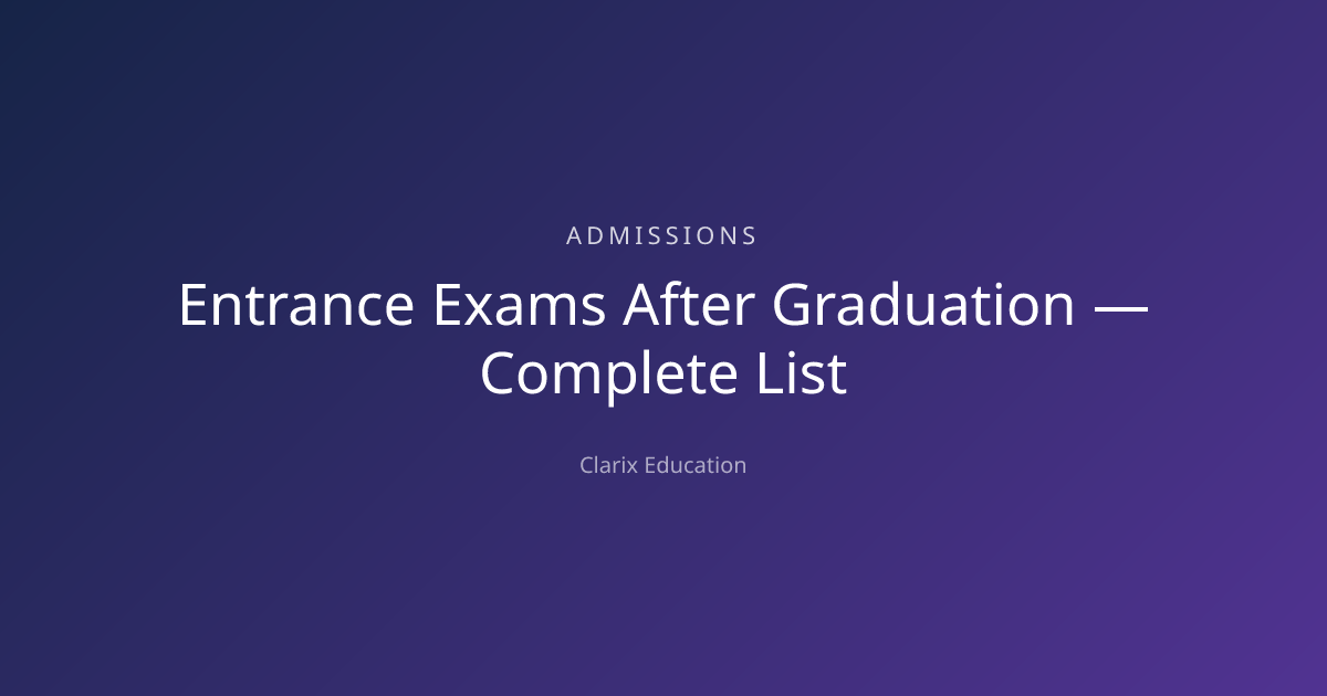 Entrance Exams After Graduation — Complete List
